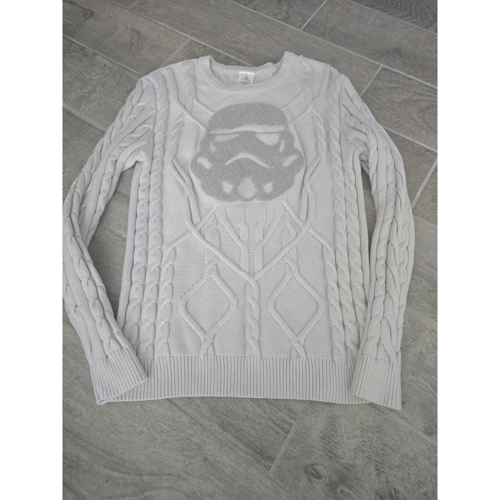 Disney Star Wars Stormtrooper Sweater Womens Medium Knit Cable Pullover‎ Gray
